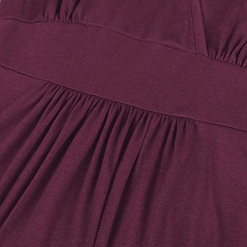 Women Sleeveless Deep V Neck Pocket Loose Long Dress Split Maxi Casual Dresses